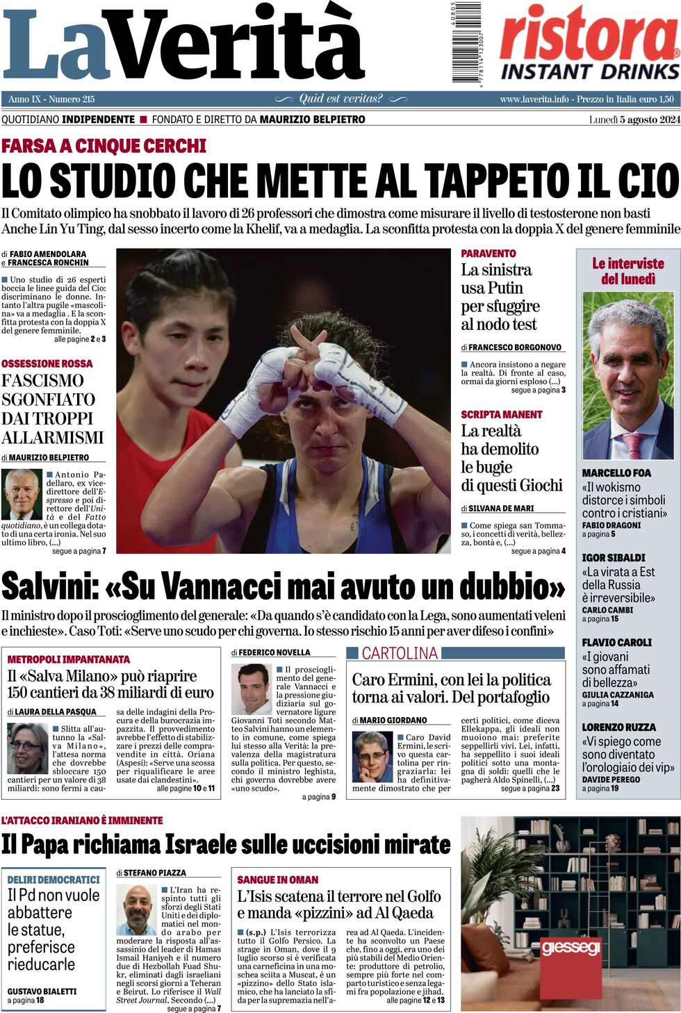 Prima-pagina-la-verita-edizione-di-oggi-05-08-2024