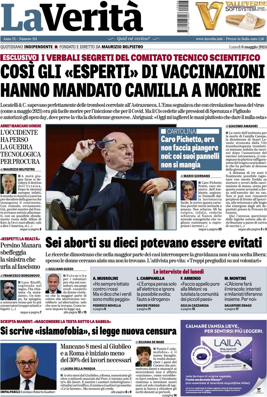 Prima-pagina-la-verita-edizione-di-oggi-06-05-2024