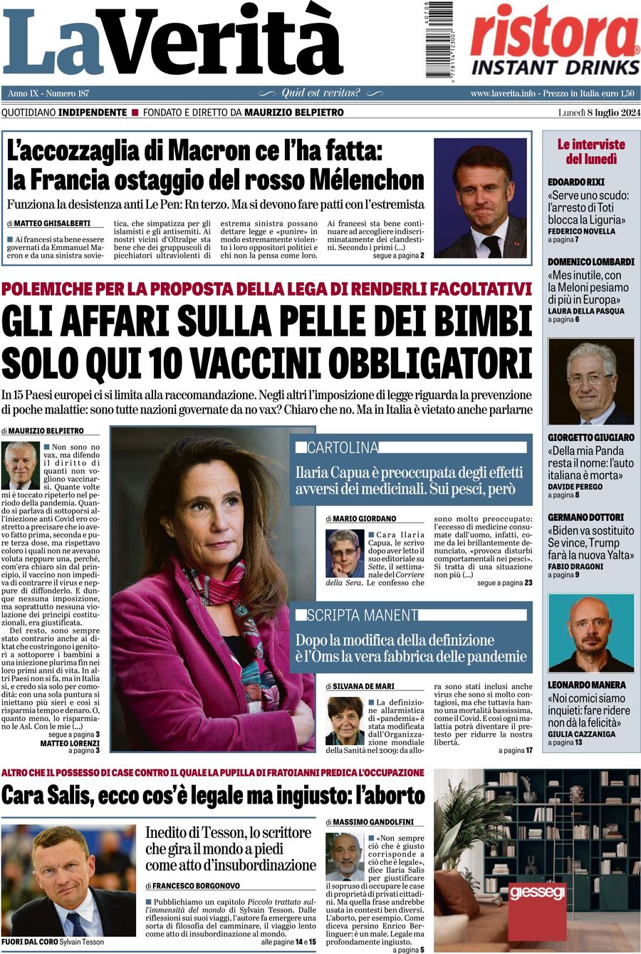 Prima-pagina-la-verita-edizione-di-oggi-08-07-2024