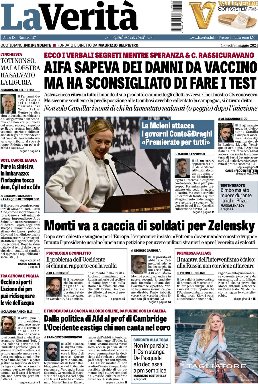 Prima-pagina-la-verita-edizione-di-oggi-09-05-2024