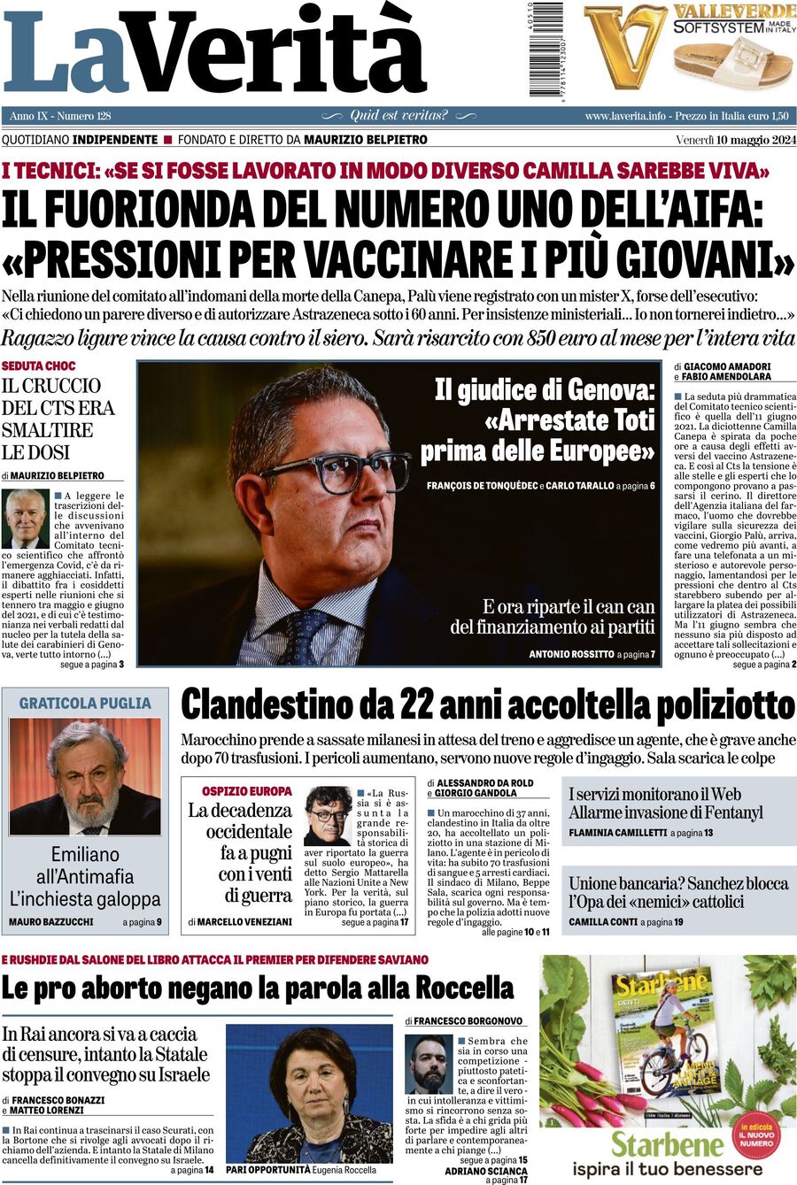 Prima-pagina-la-verita-edizione-di-oggi-10-05-2024