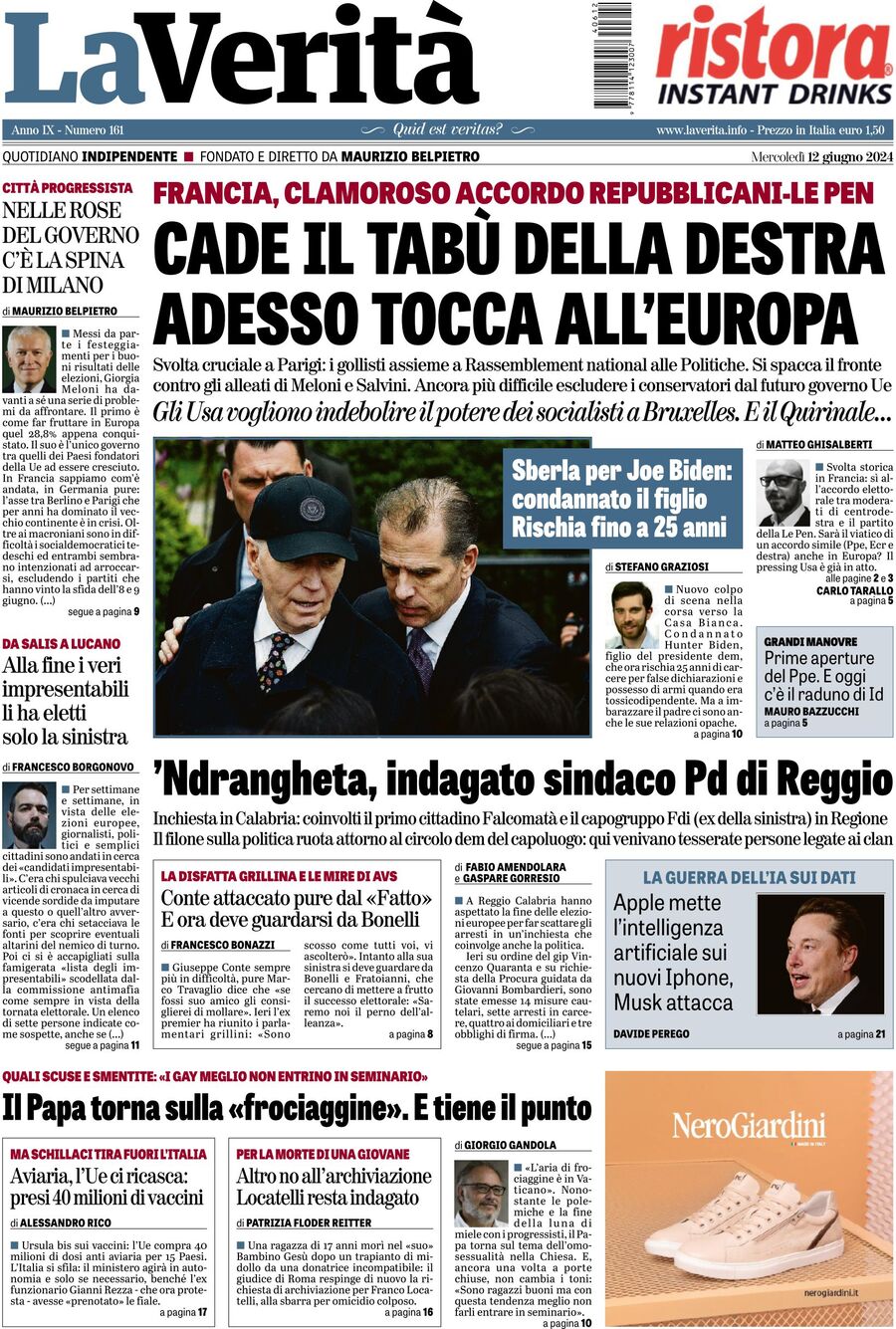 Prima-pagina-la-verita-edizione-di-oggi-12-06-2024