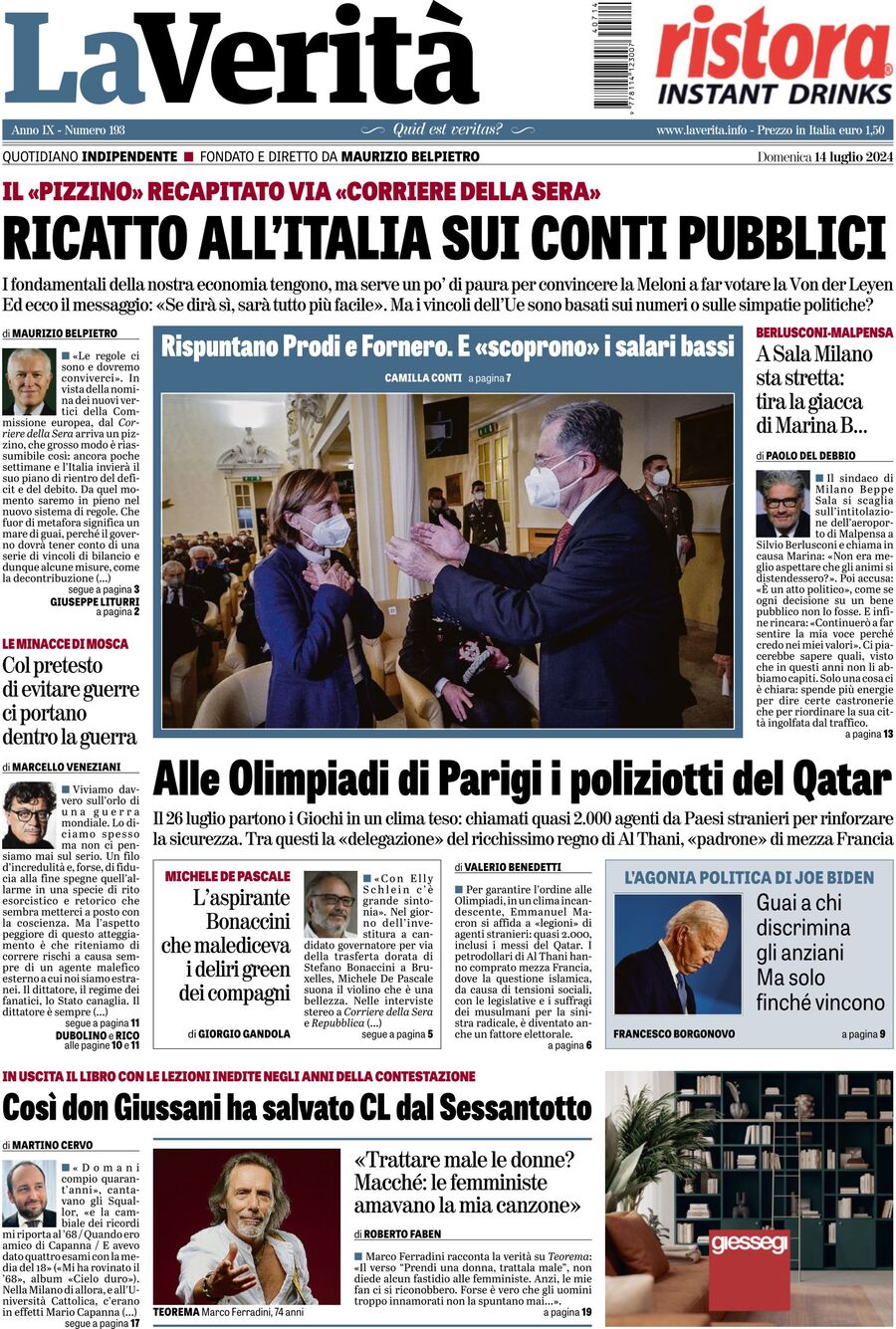 Prima-pagina-la-verita-edizione-di-oggi-14-07-2024