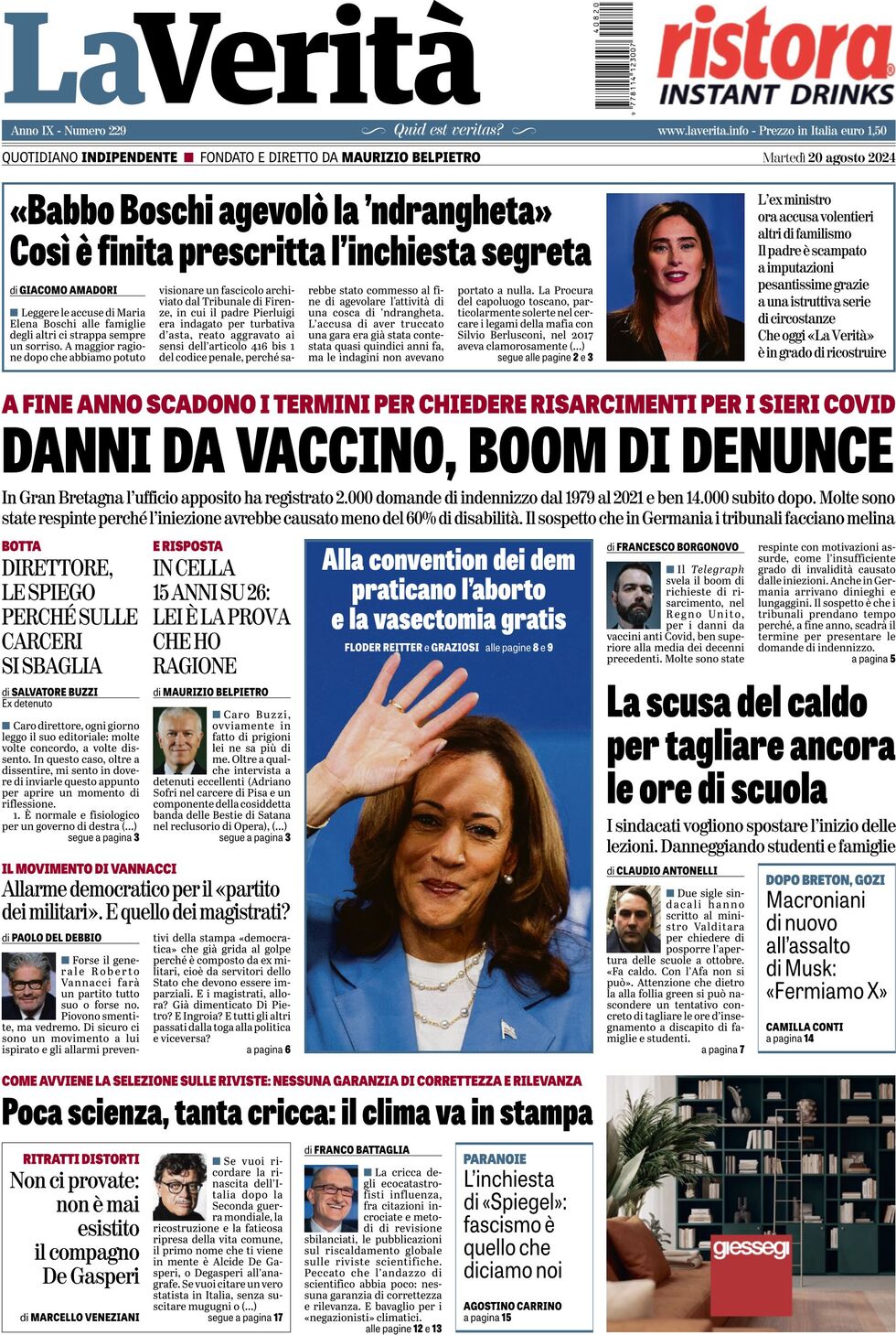 Prima-pagina-la-verita-edizione-di-oggi-20-08-2024