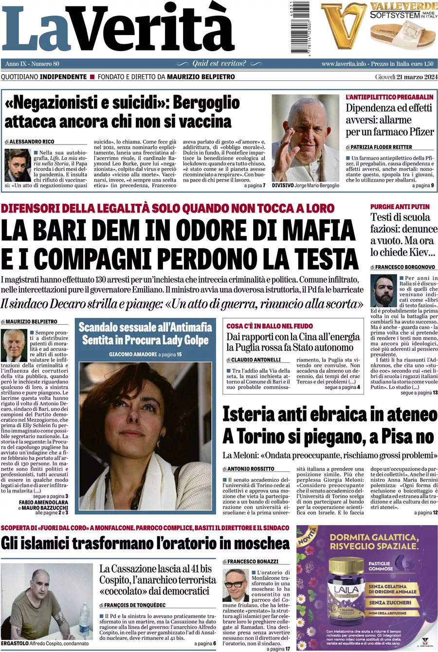 Prima-pagina-la-verita-edizione-di-oggi-21-03-2024