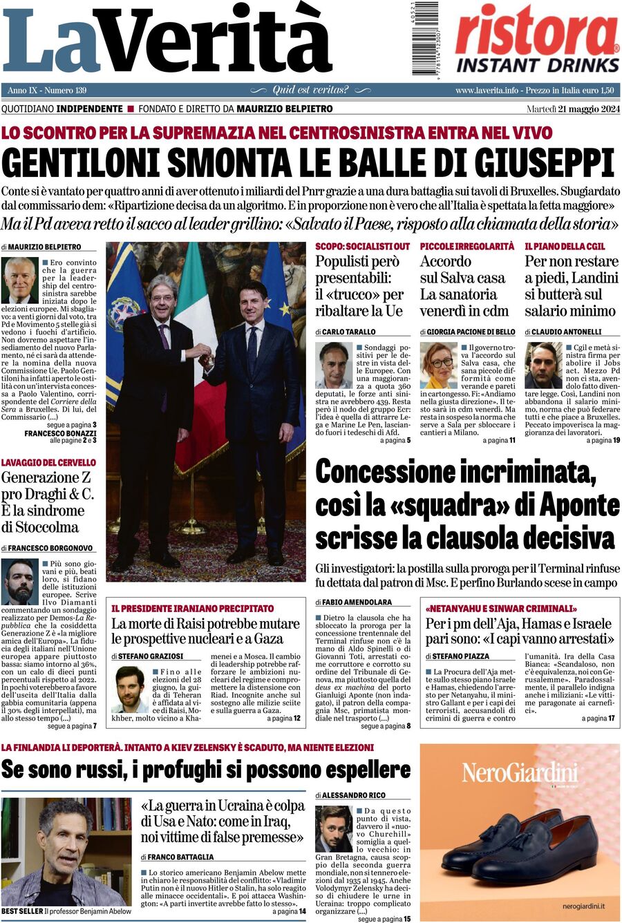 Prima-pagina-la-verita-edizione-di-oggi-21-05-2024