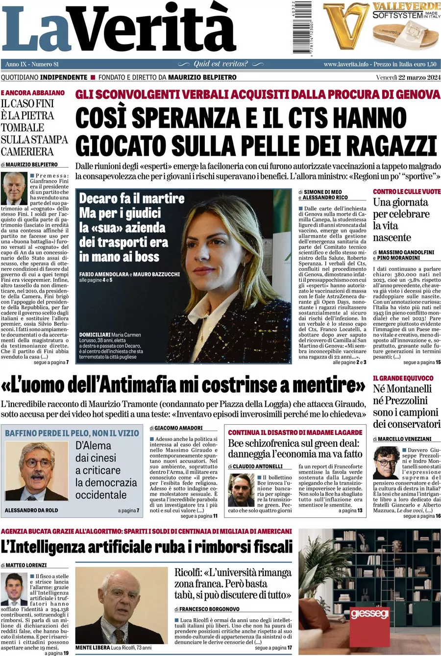 Prima-pagina-la-verita-edizione-di-oggi-22-03-2024