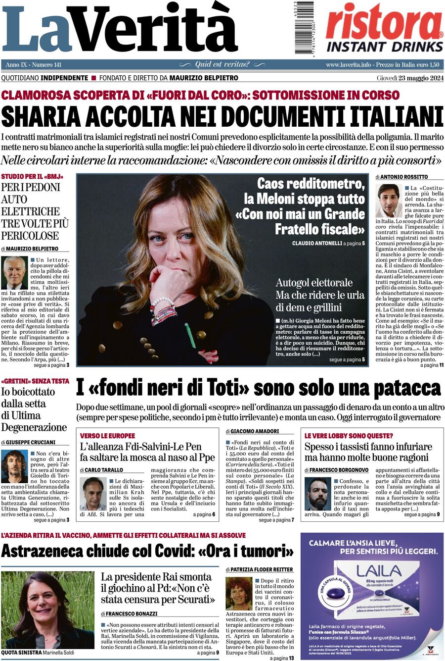 Prima-pagina-la-verita-edizione-di-oggi-23-05-2024