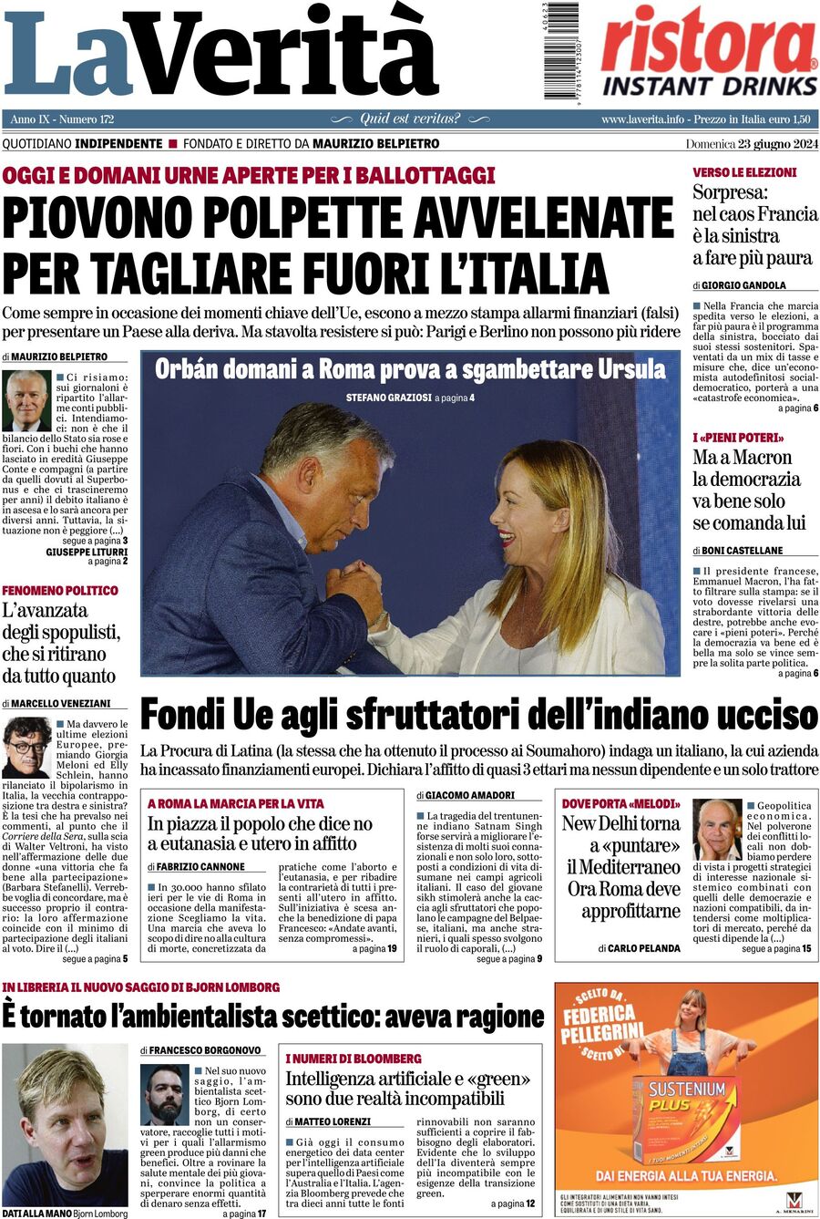 Prima-pagina-la-verita-edizione-di-oggi-23-06-2024