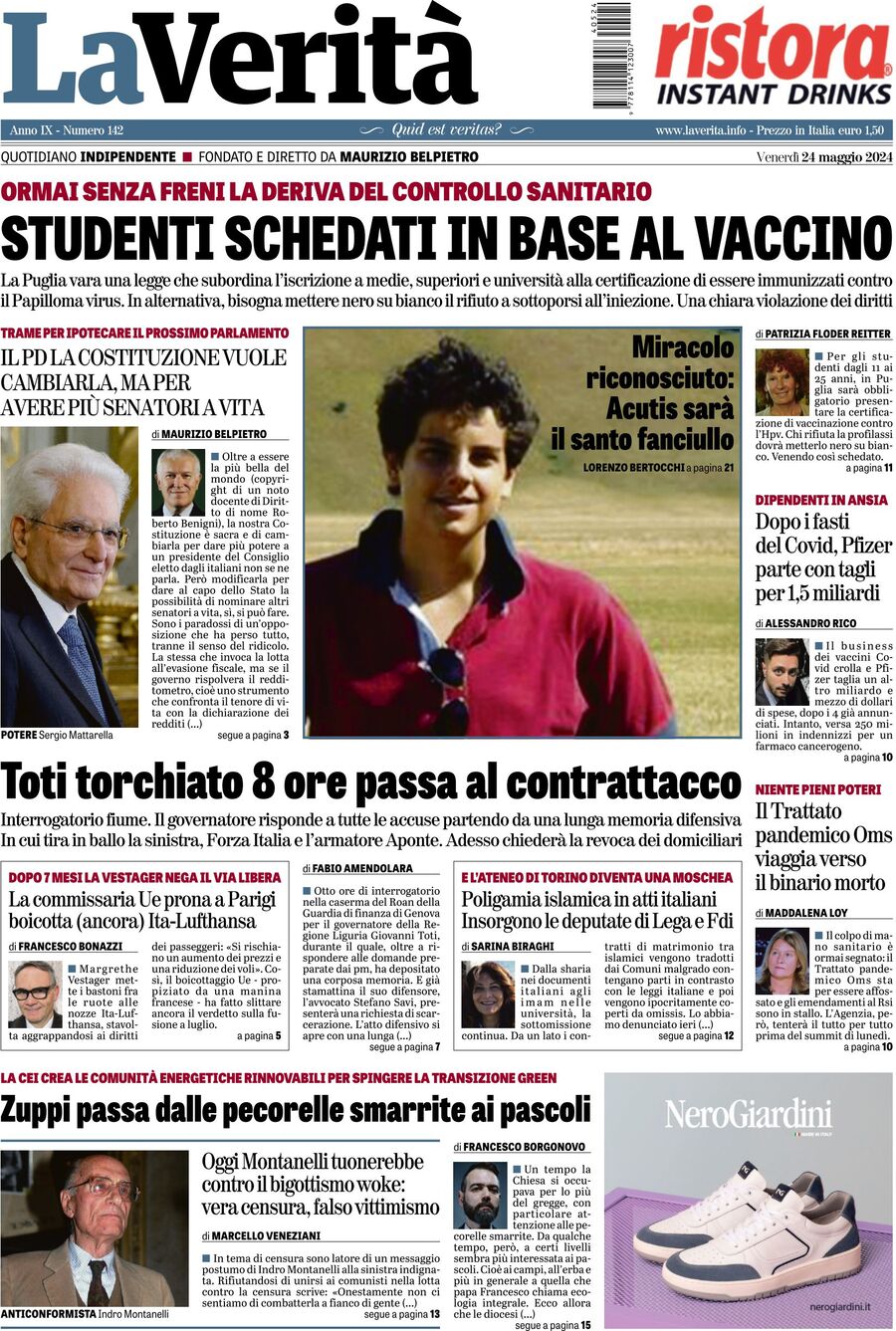 Prima-pagina-la-verita-edizione-di-oggi-24-05-2024