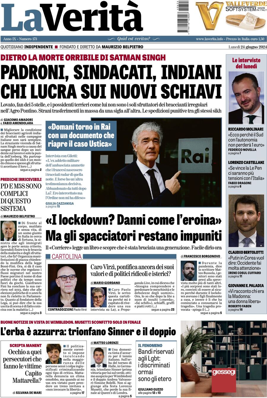 Prima-pagina-la-verita-edizione-di-oggi-24-06-2024