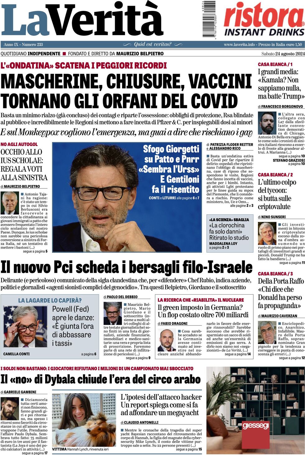 Prima-pagina-la-verita-edizione-di-oggi-24-08-2024