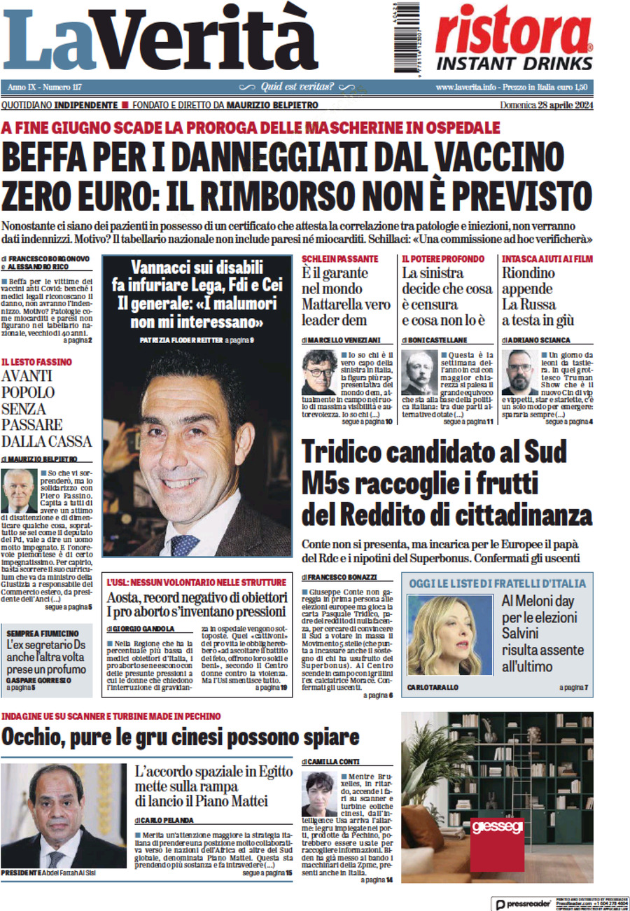 Prima-pagina-la-verita-edizione-di-oggi-28-04-2024