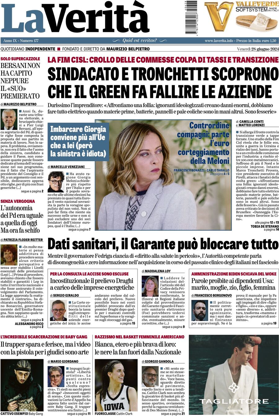 Prima-pagina-la-verita-edizione-di-oggi-28-06-2024