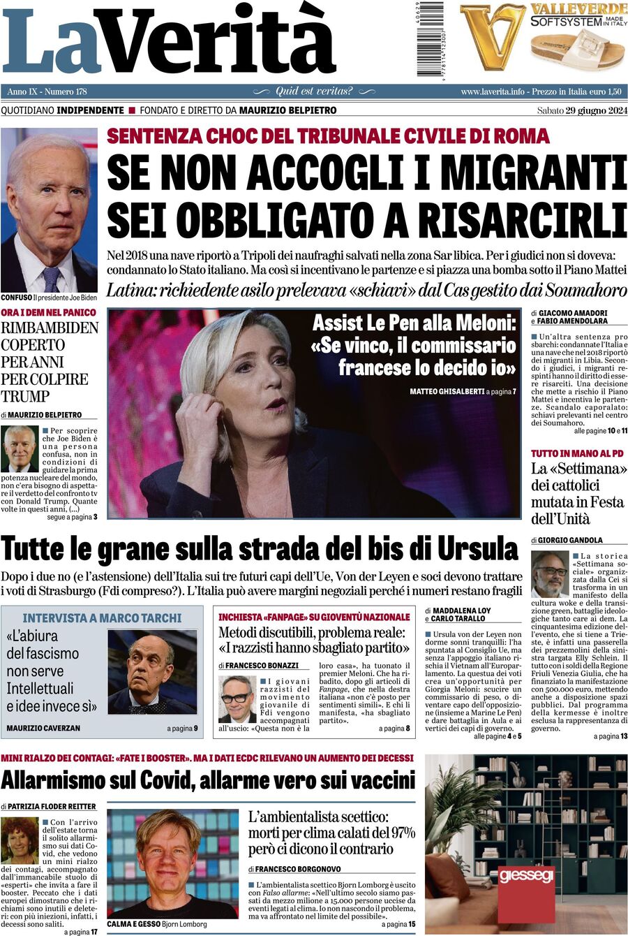 Prima-pagina-la-verita-edizione-di-oggi-29-06-2024