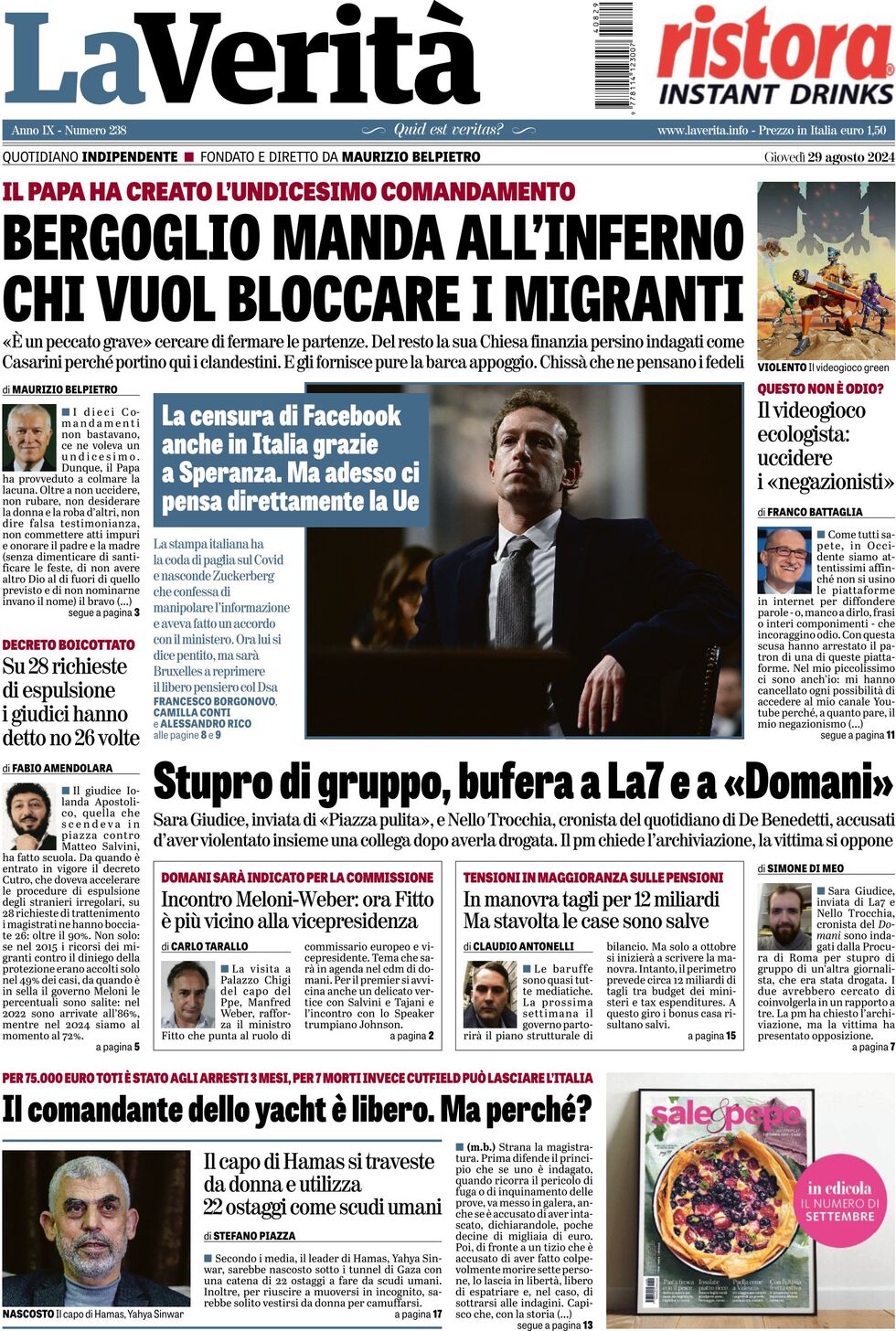 Prima-pagina-la-verita-edizione-di-oggi-29-08-2024
