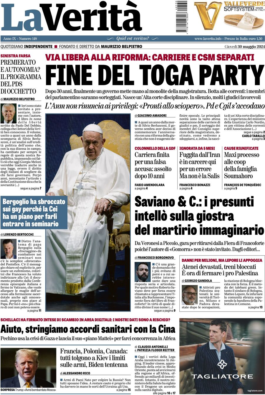 Prima-pagina-la-verita-edizione-di-oggi-30-05-2024