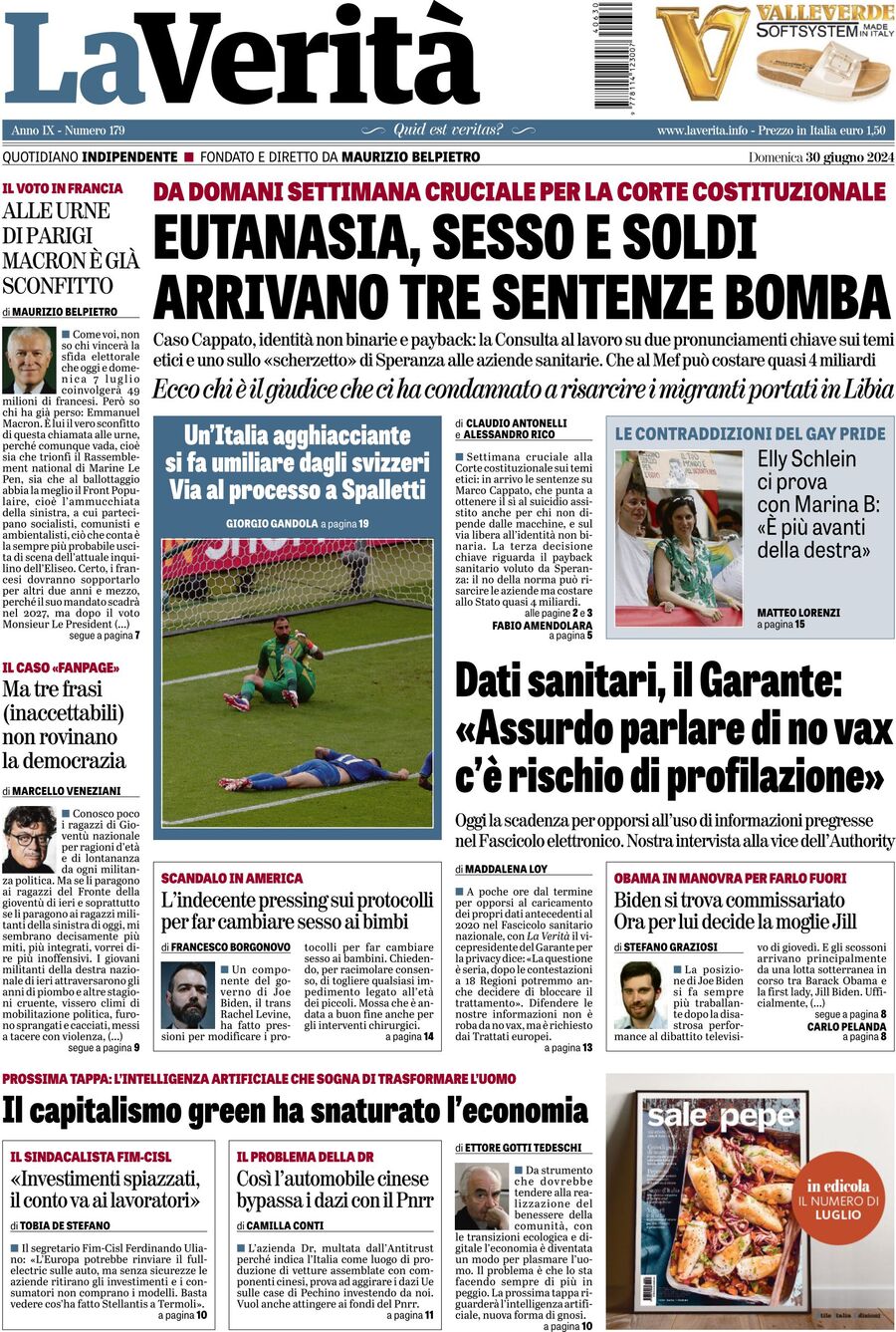 Prima-pagina-la-verita-edizione-di-oggi-30-06-2024