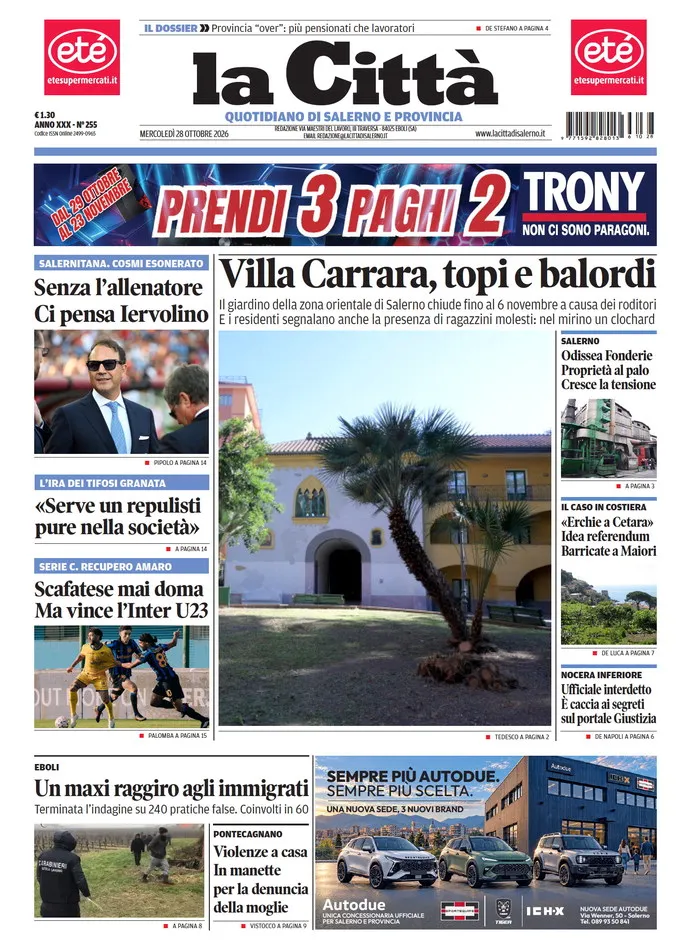 Prima-pagina-lacitta-del-2026-10-28