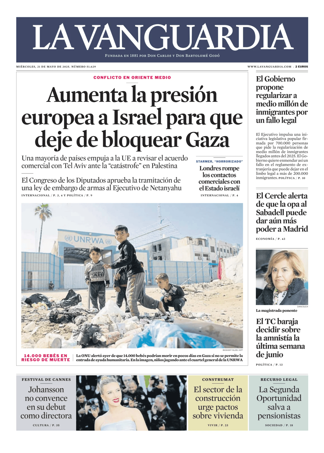 Prima-pagina-lavanguardia-oggi-edizione-di-oggi-20250521