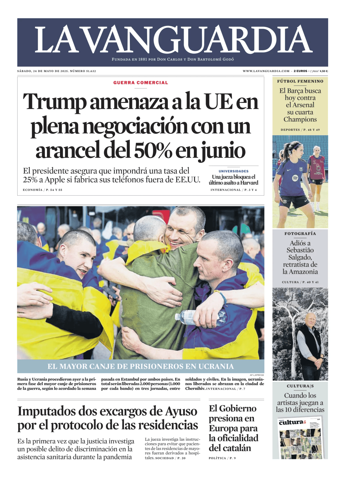 Prima-pagina-lavanguardia-oggi-edizione-di-oggi-20250524