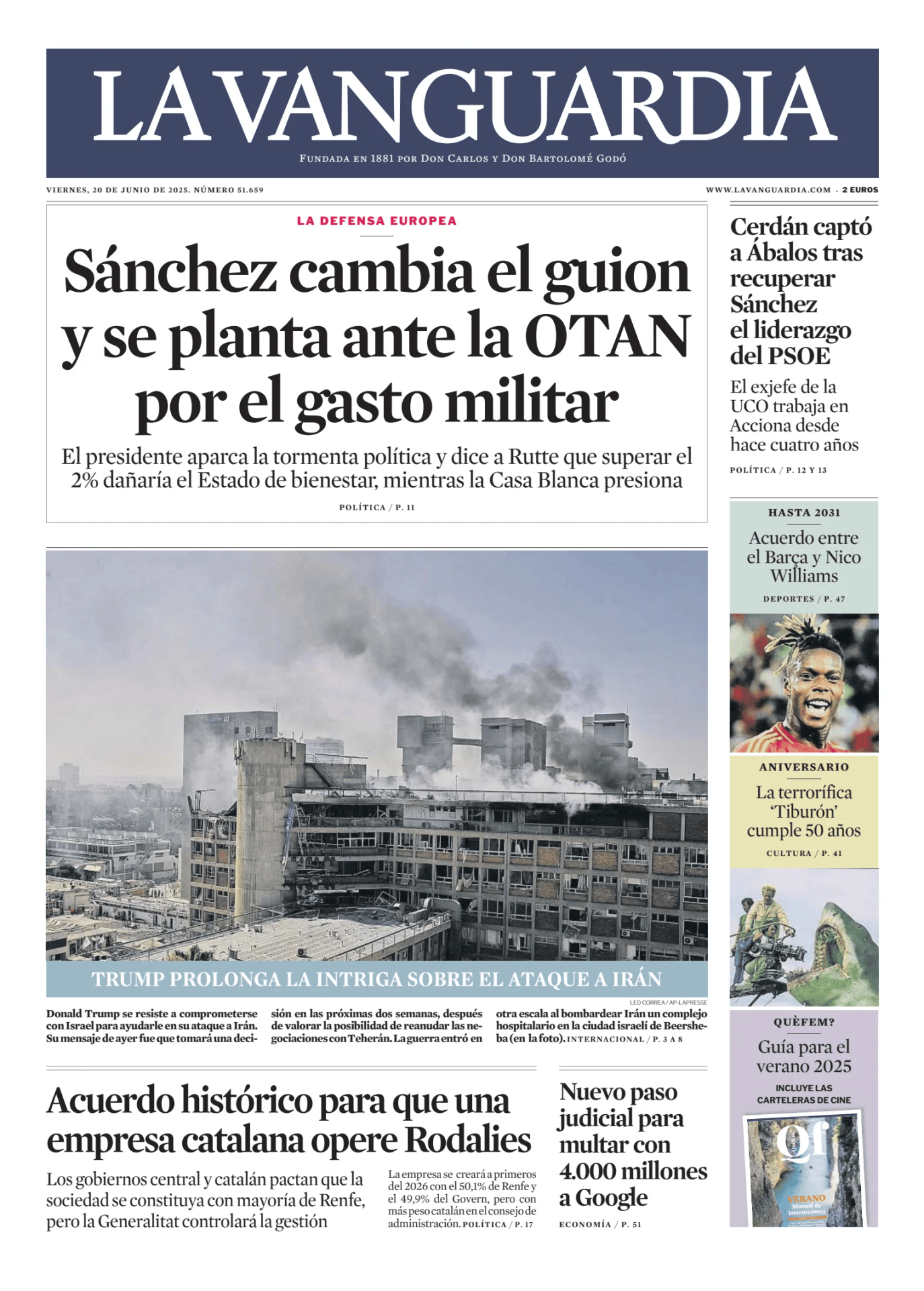 Prima-pagina-lavanguardia-oggi-edizione-di-oggi-20250620