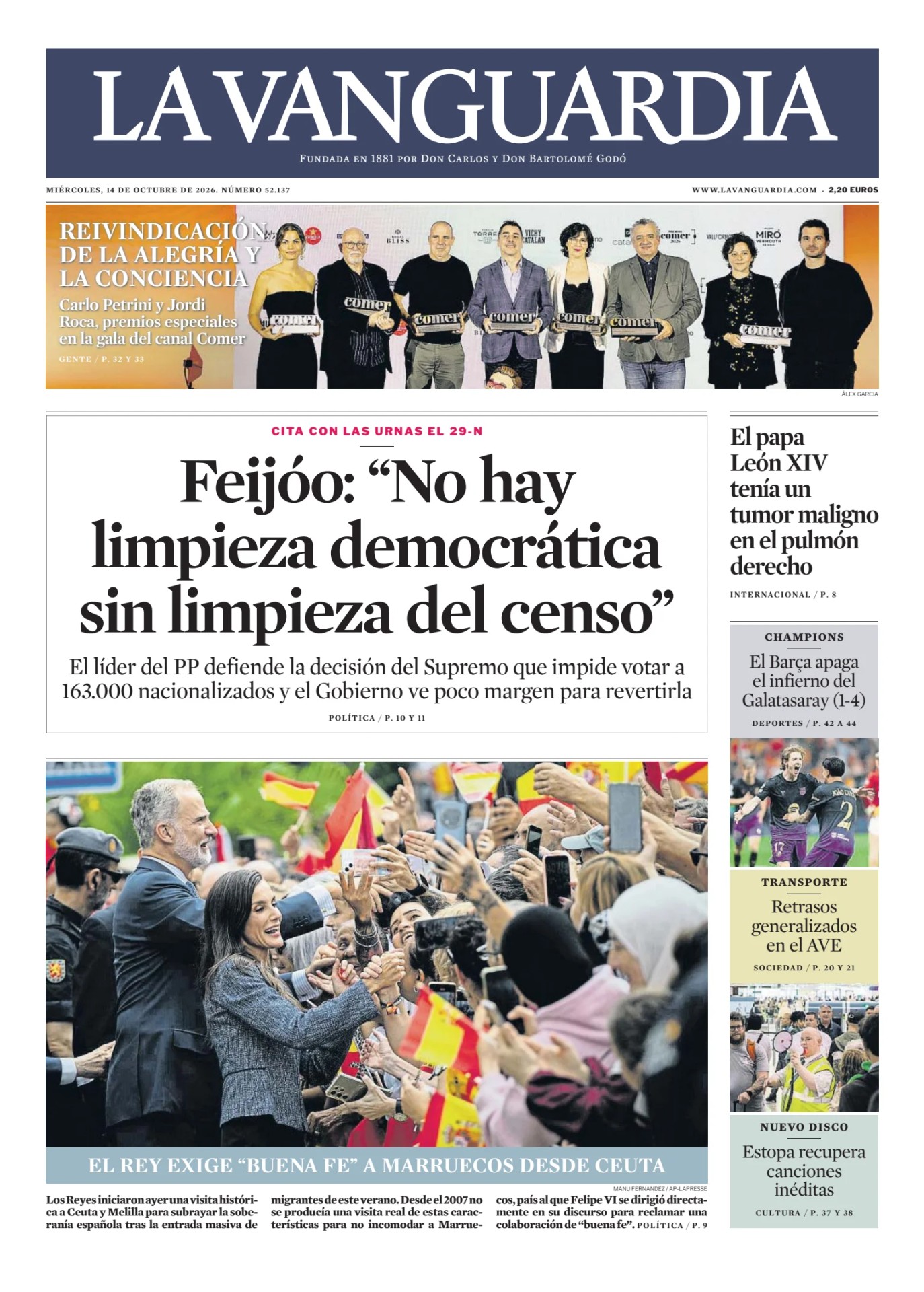 Prima-pagina-lavanguardia-oggi-edizione-di-oggi-20261014