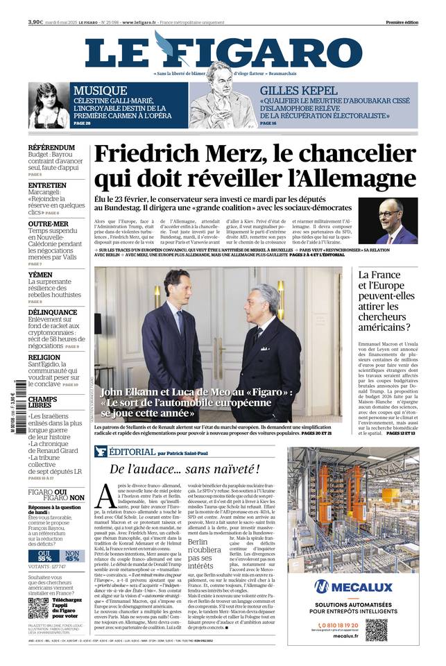 Prima-pagina-le-figaro-di-oggi-05-05-2025