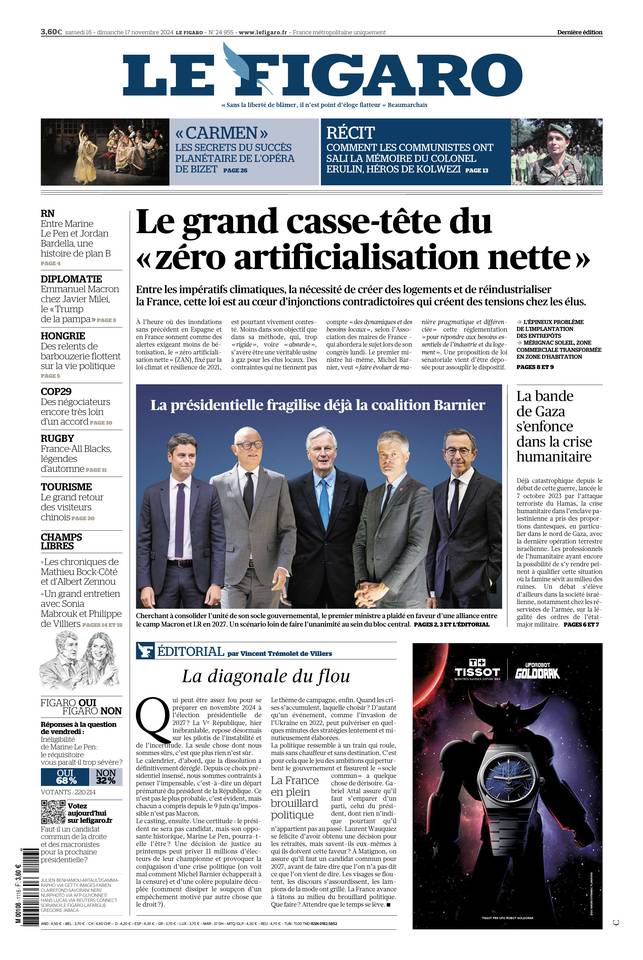 Prima-pagina-le-figaro-di-oggi-16-11-2024