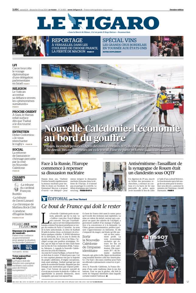 Prima-pagina-le-figaro-di-oggi-18-05-2024