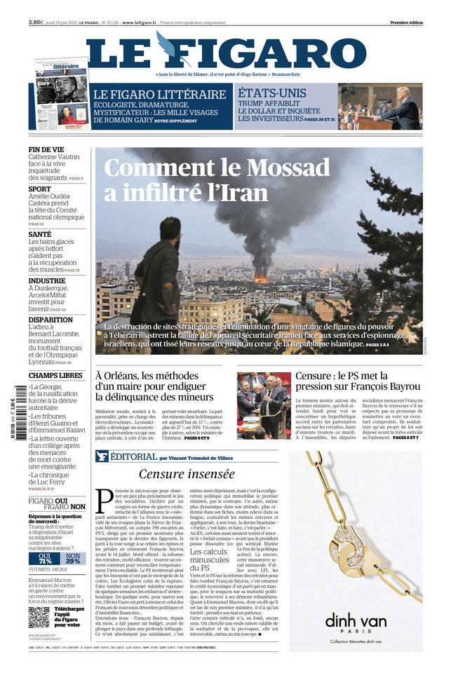 Prima-pagina-le-figaro-di-oggi-19-06-2025