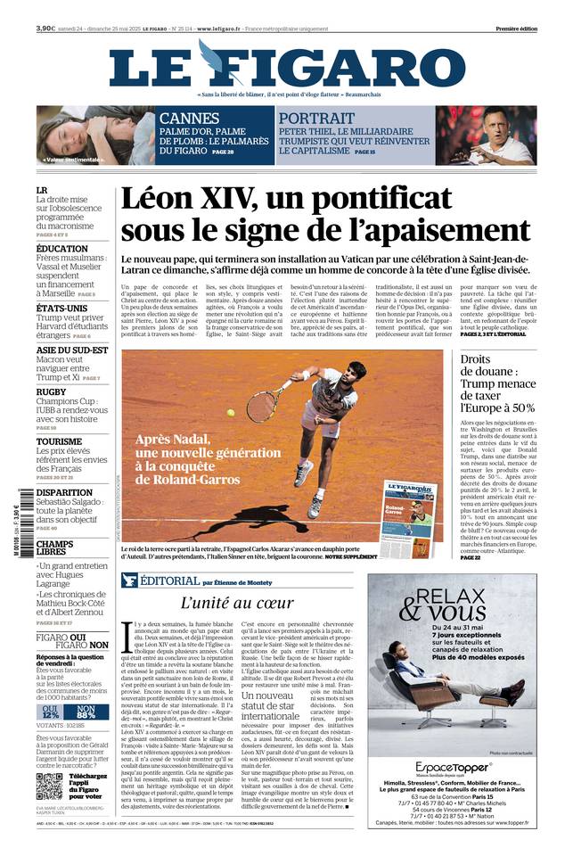 Prima-pagina-le-figaro-di-oggi-24-05-2025
