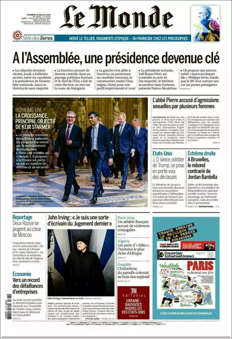 Prima-pagina-le monde-edizione-di-oggi-2024-07-19