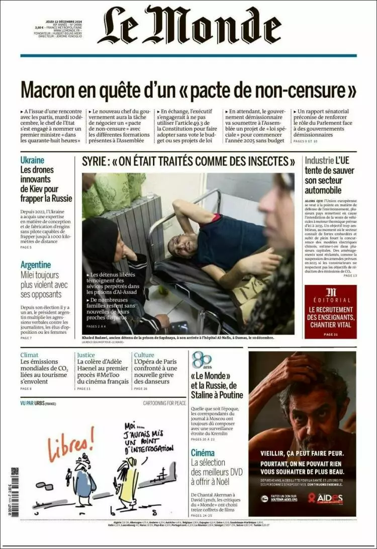 Prima-pagina-le monde-edizione-di-oggi-2024-12-12
