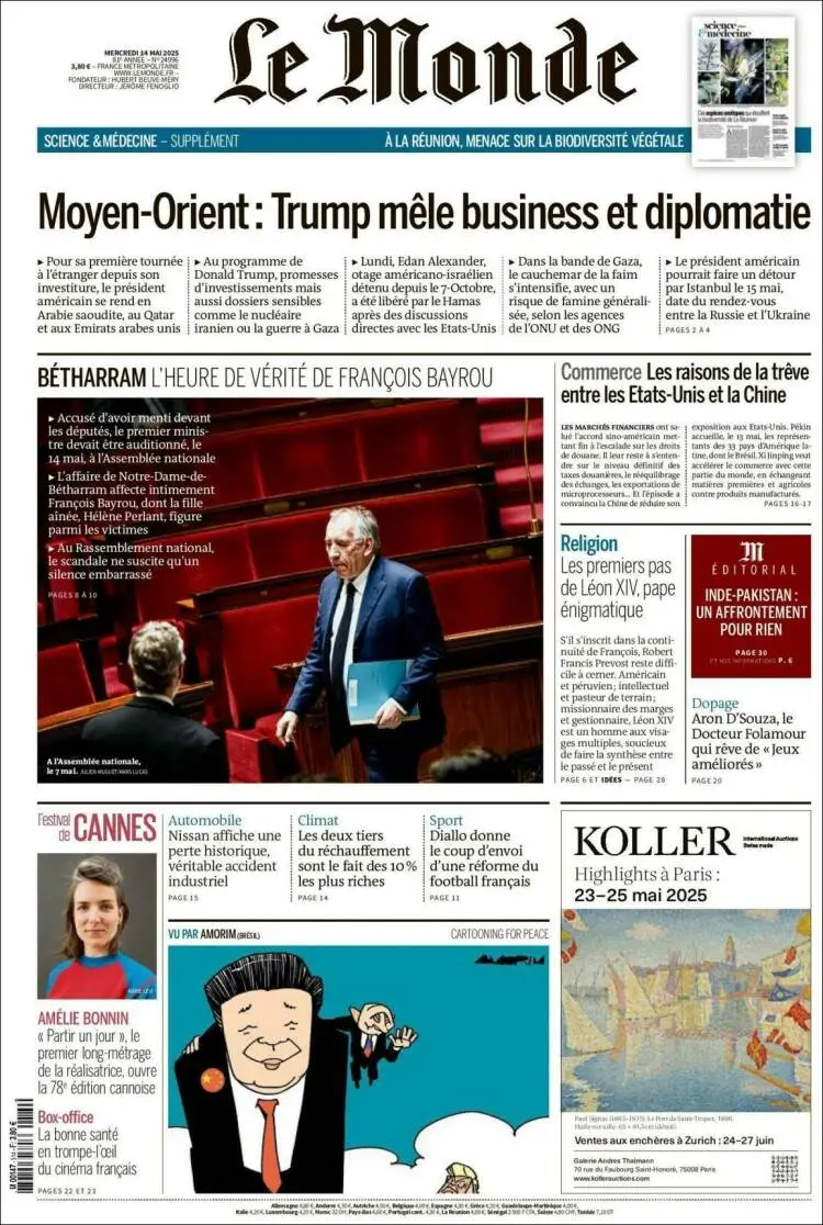 Prima-pagina-le monde-edizione-di-oggi-2025-05-14