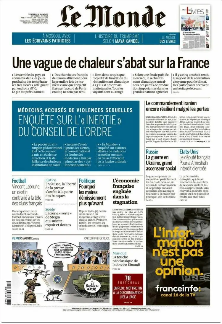Prima-pagina-le monde-edizione-di-oggi-2025-06-20