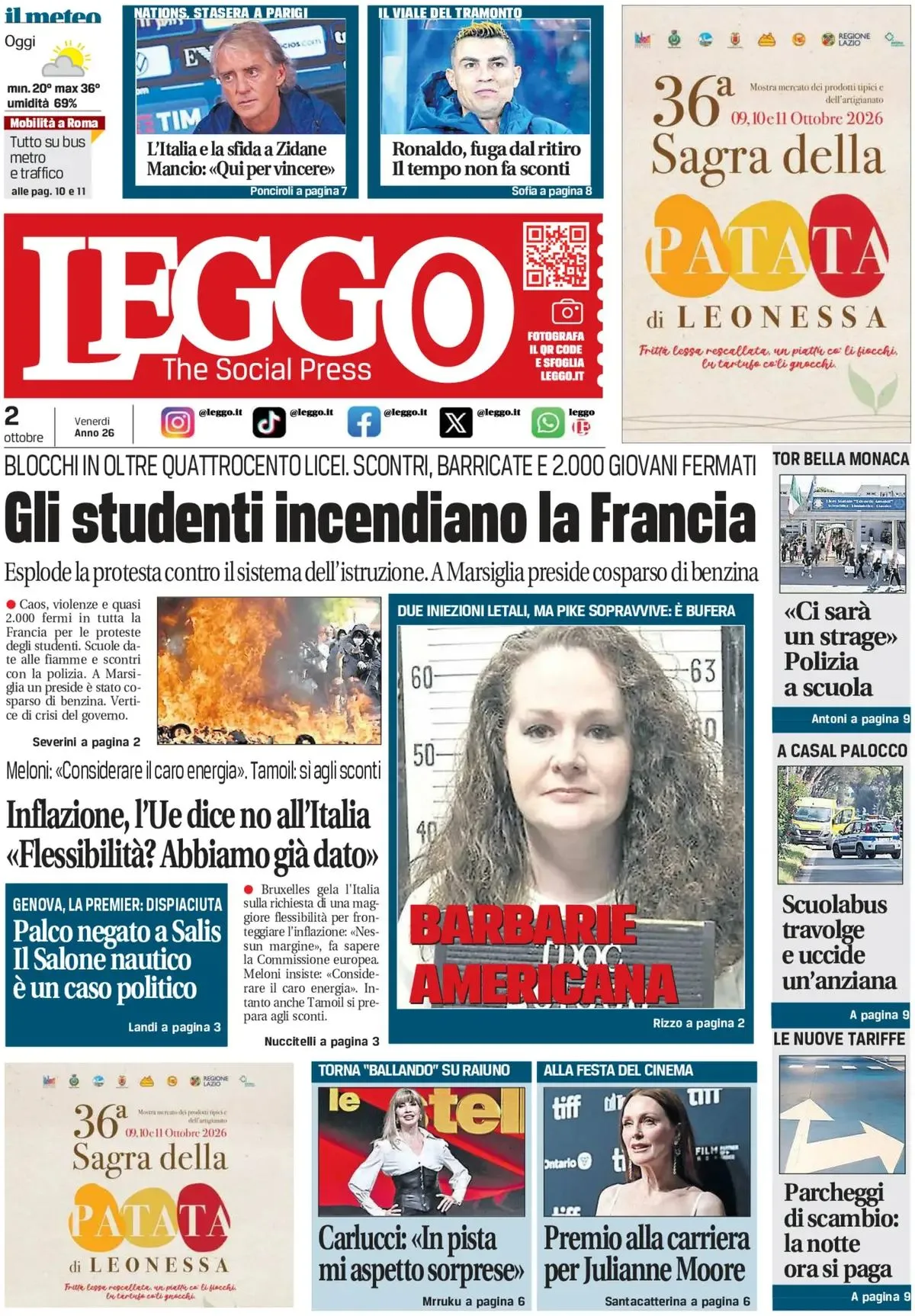 Prima-pagina-leggo-edizione-di-oggi-02-10-2026