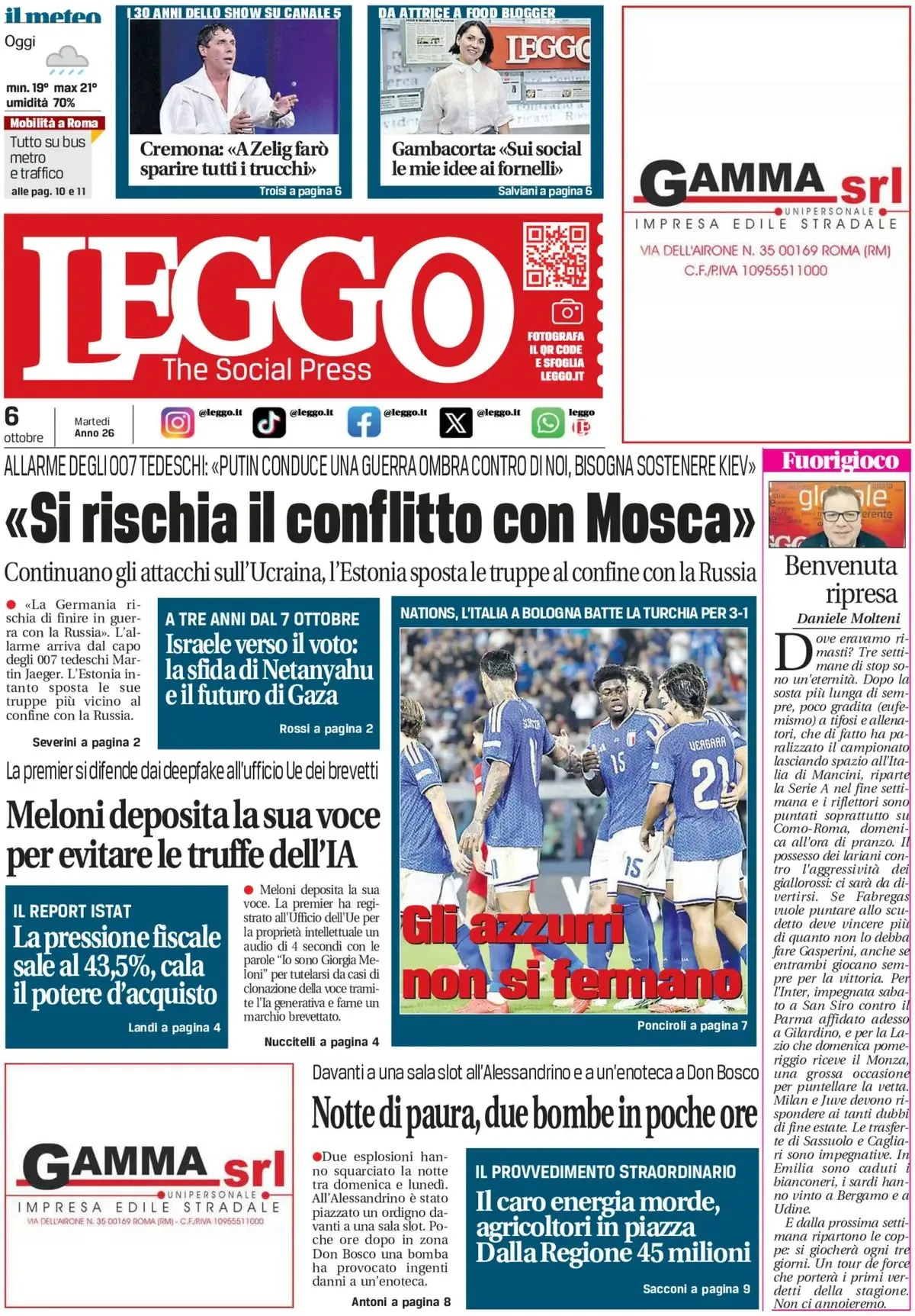Prima-pagina-leggo-edizione-di-oggi-06-10-2026