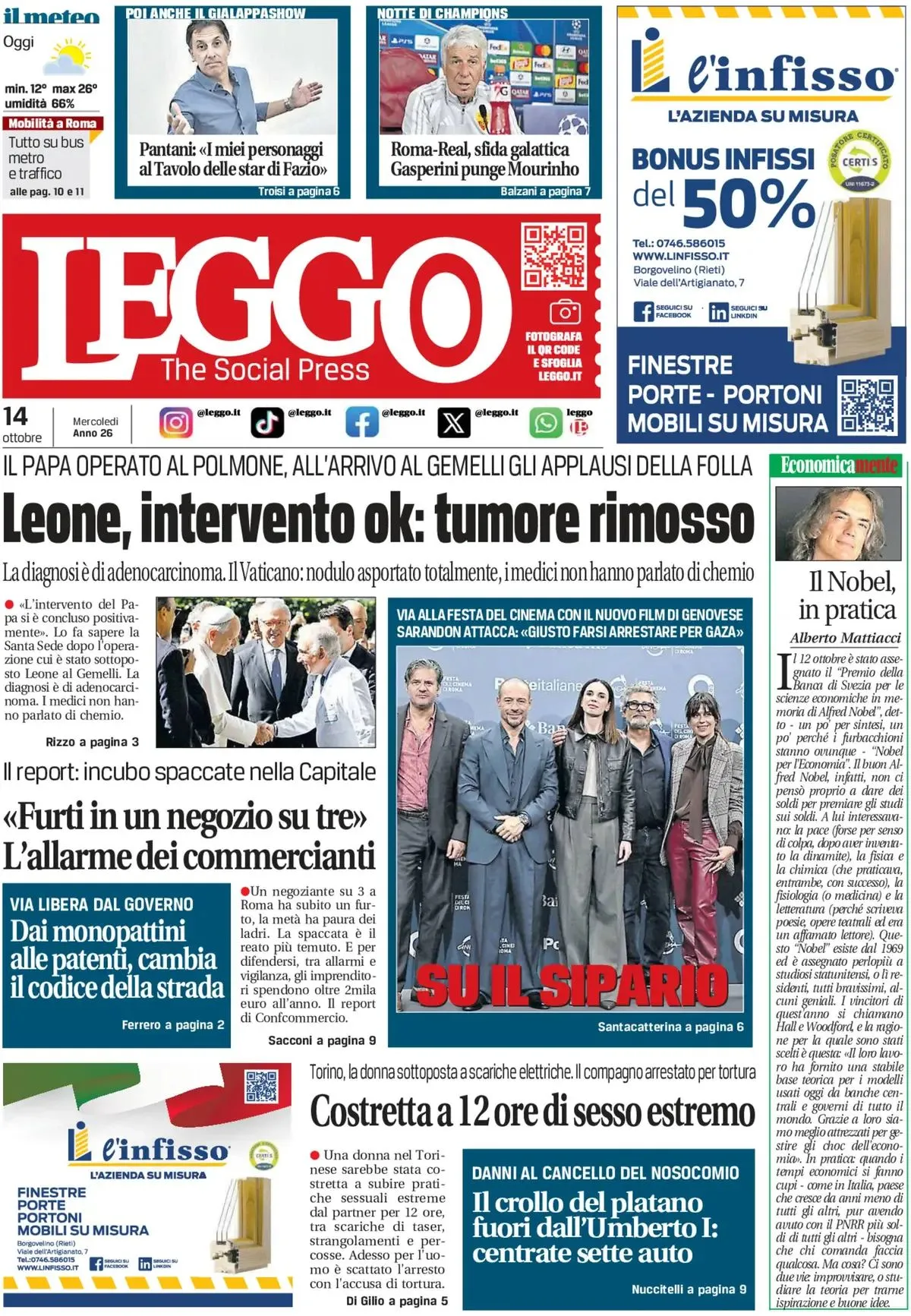 Prima-pagina-leggo-edizione-di-oggi-14-10-2026