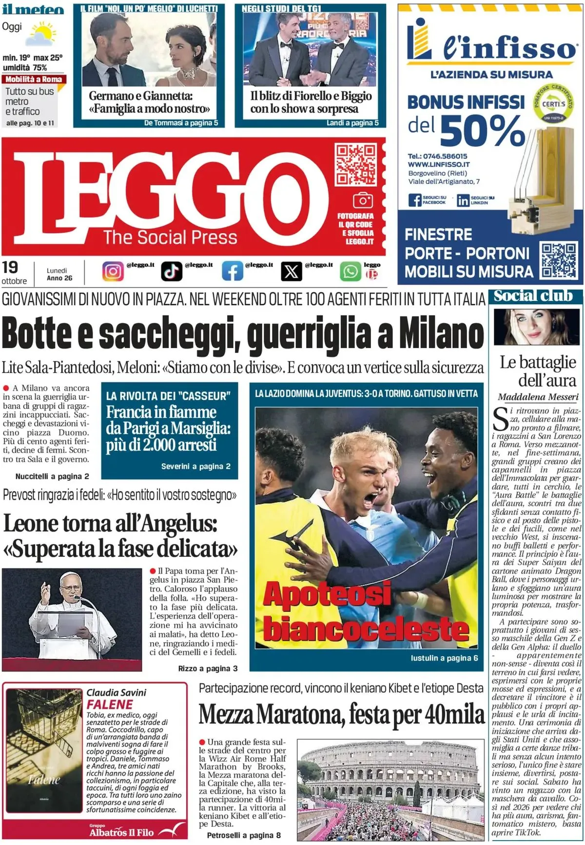Prima-pagina-leggo-edizione-di-oggi-19-10-2026