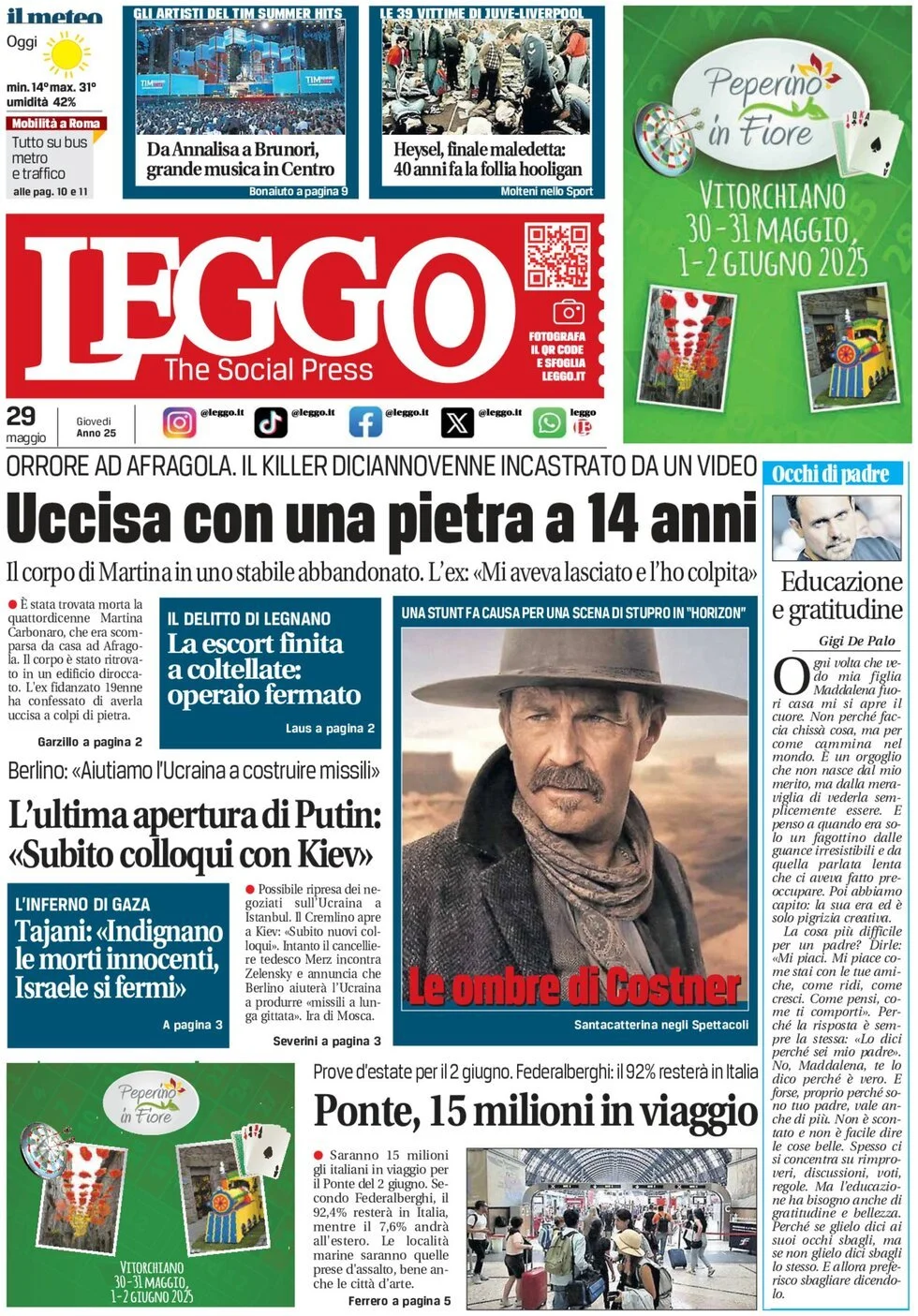 Prima-pagina-leggo-edizione-di-oggi-29-05-2025