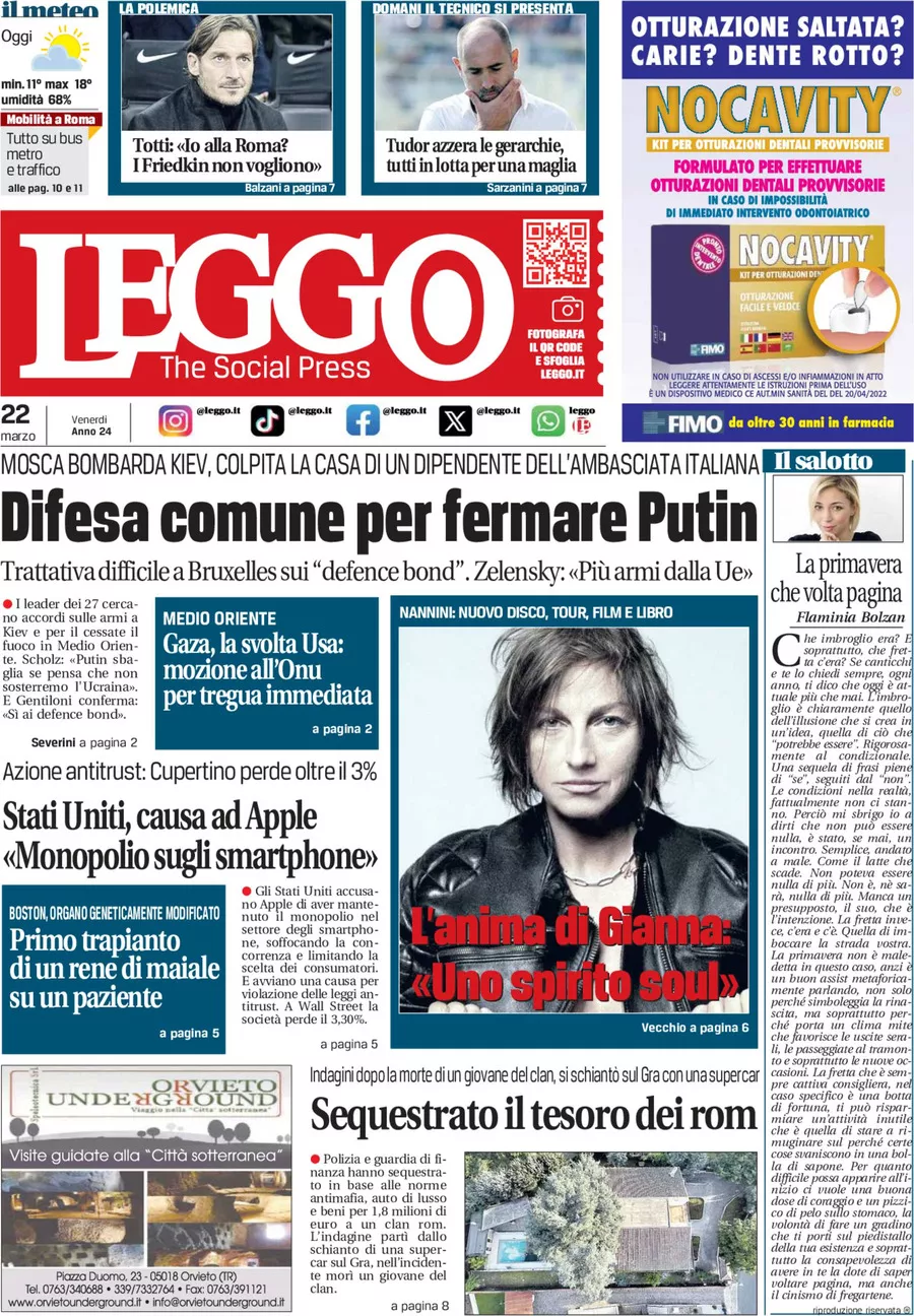 Prima-pagina-leggo-edizione-di-oggi-24-03-2024