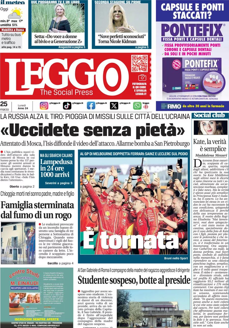 Prima-pagina-leggo-edizione-di-oggi-25-03-2024