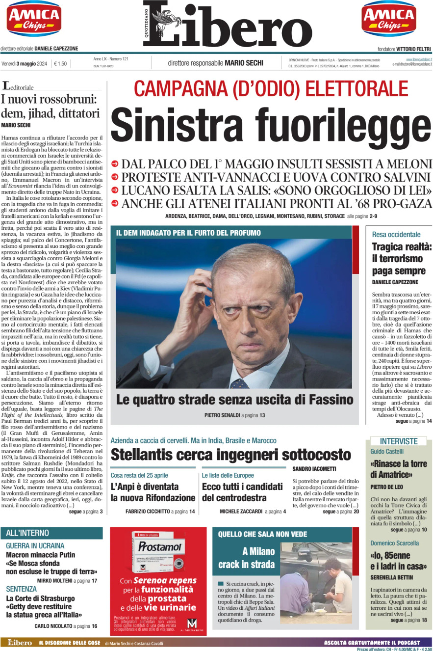 Prima-pagina-libero-edizione-di-oggi-03-05-2024