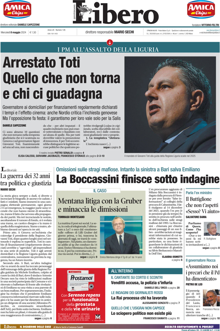 Prima-pagina-libero-edizione-di-oggi-08-05-2024