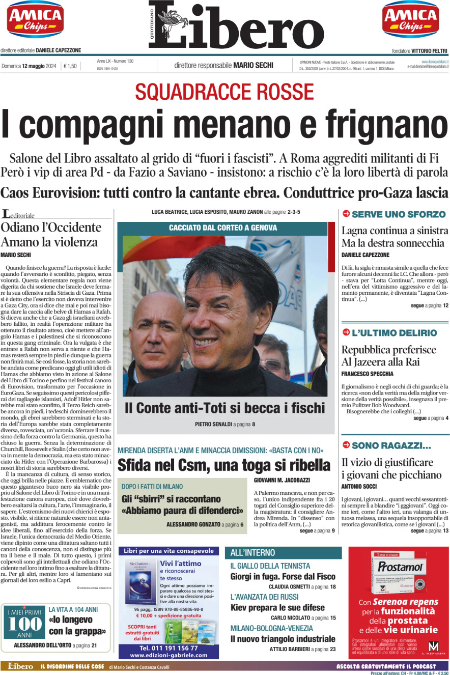 Prima-pagina-libero-edizione-di-oggi-12-05-2024