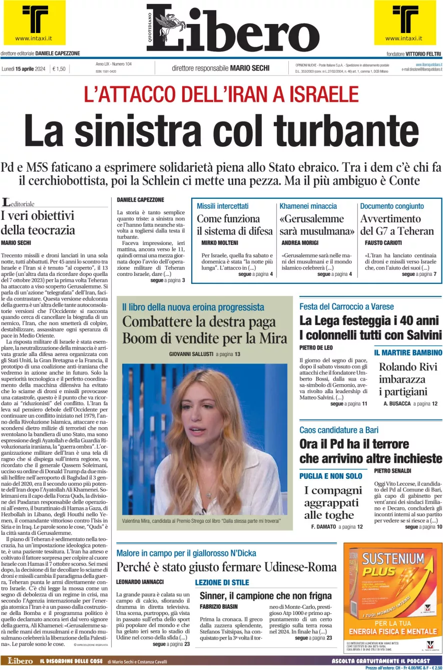 Prima-pagina-libero-edizione-di-oggi-15-04-2024