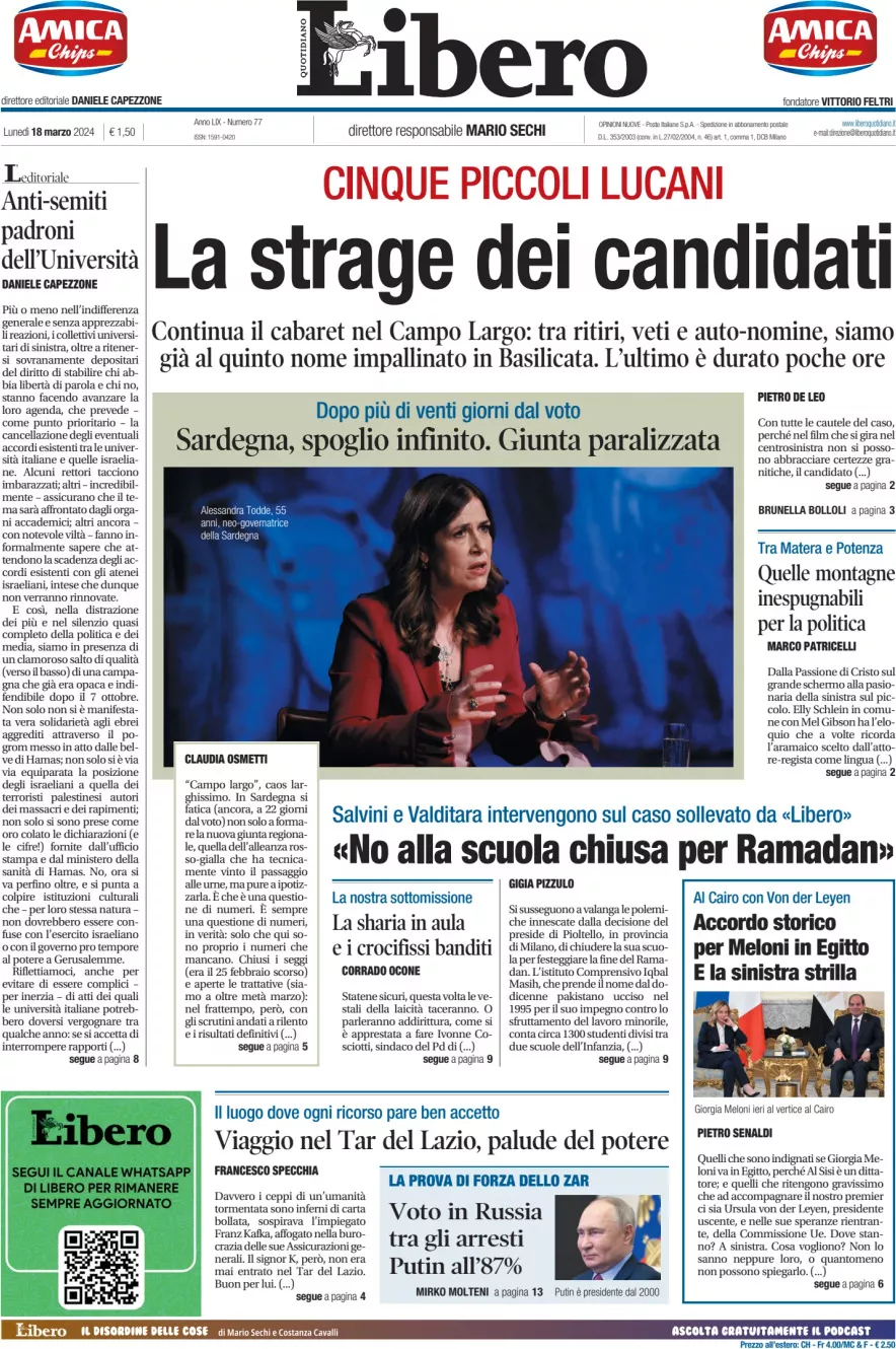 Prima-pagina-libero-edizione-di-oggi-18-03-2024