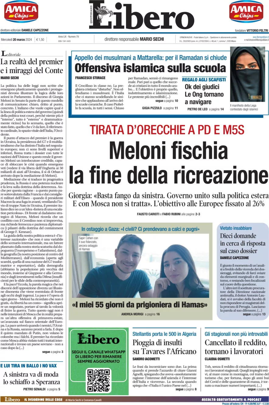 Prima-pagina-libero-edizione-di-oggi-20-03-2024