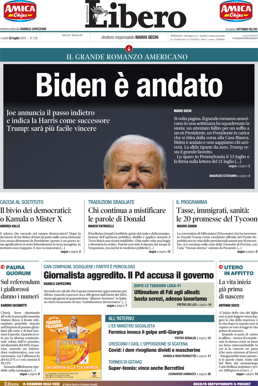 Prima-pagina-libero-edizione-di-oggi-22-07-2024